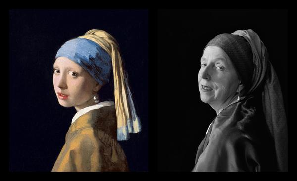维梅尔《戴珍珠耳环的少女》;laura hofstadter模仿照片
