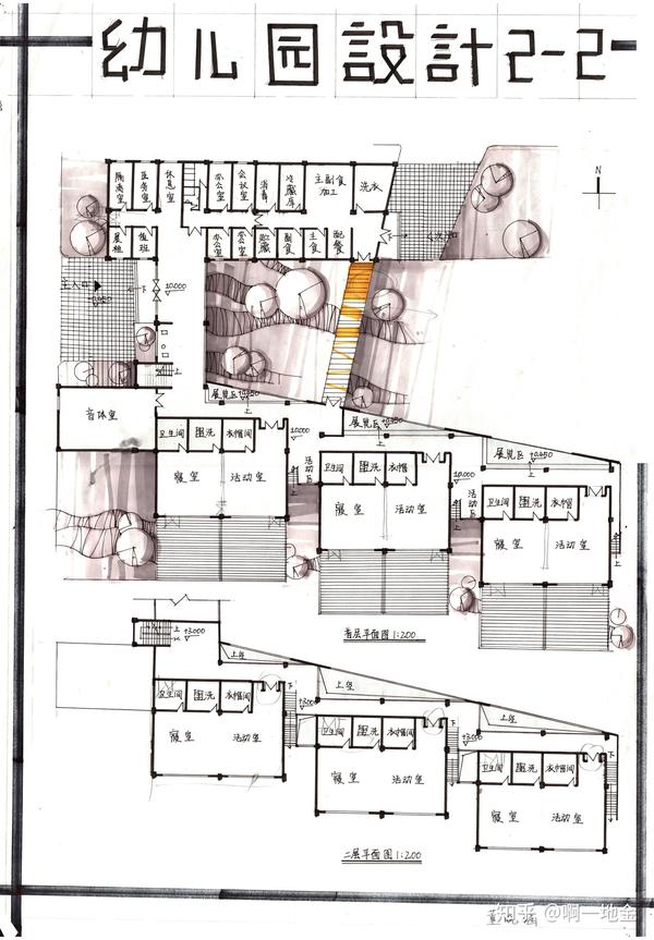 今日分享三:幼儿园设计(第一弹-大禹手绘建筑快题优秀作品欣赏
