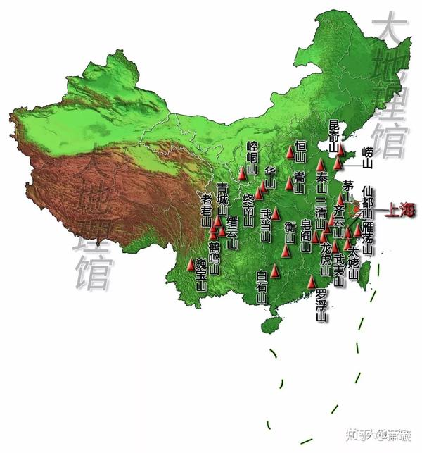 中国主要道教名山分布图/制图-大地理馆