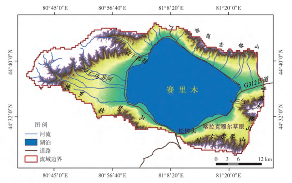 赛里木湖流域示意图 位于天山北坡的赛里木湖之所以被称为"大西洋的