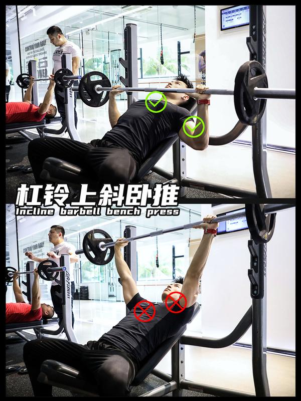 杠铃上斜卧推 incline barbell bench press