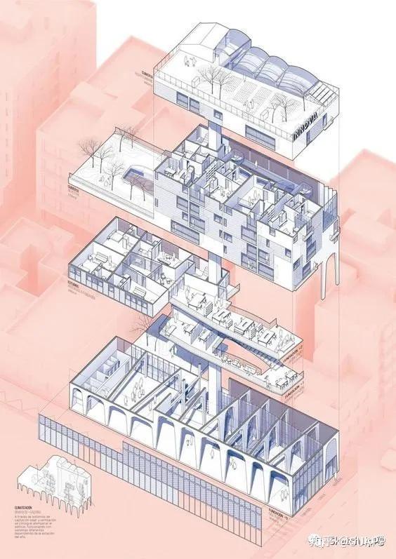 如何使用sketchup photoshop制作好看的建筑轴测爆炸图