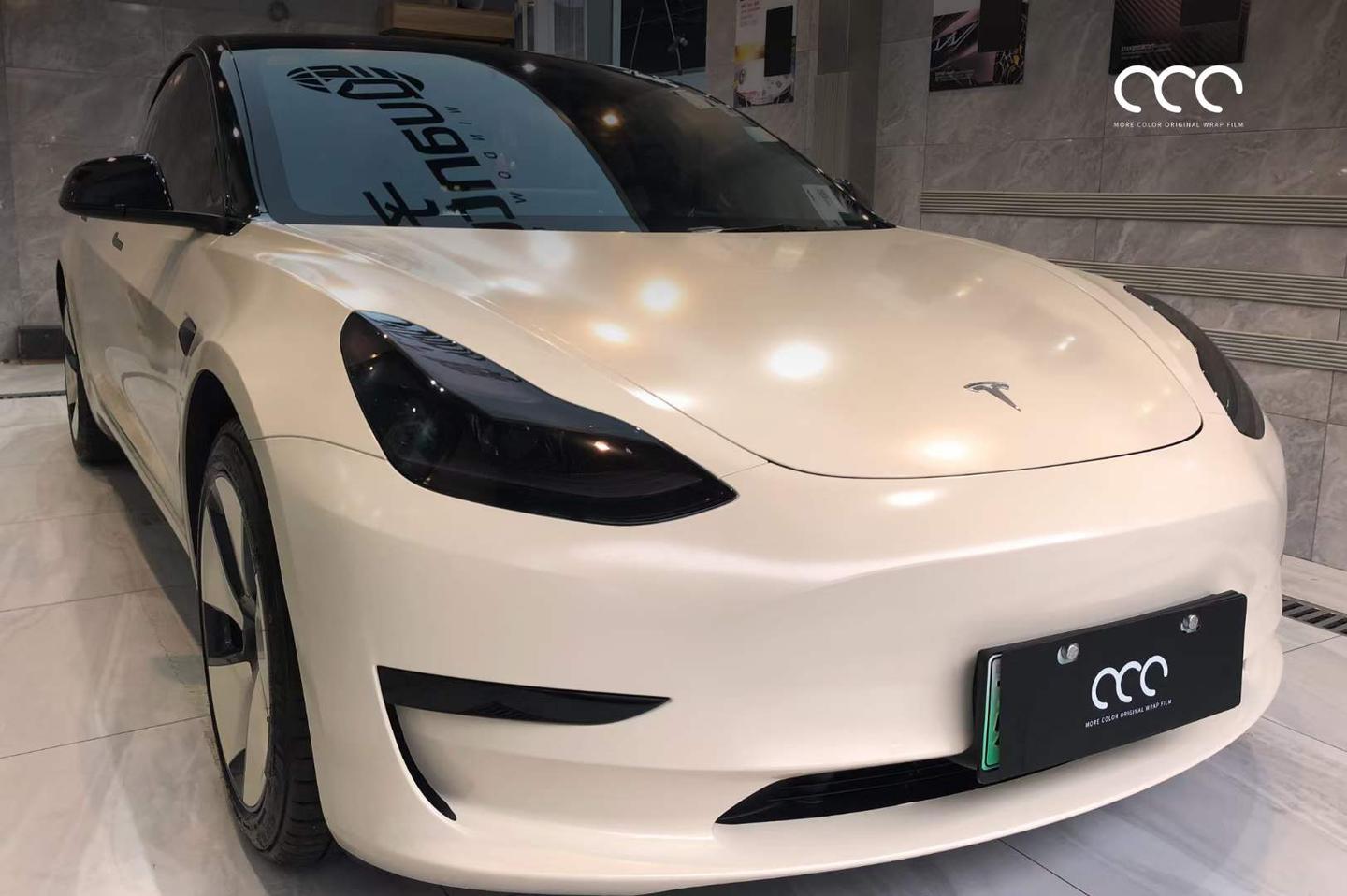 特斯拉model3汽车贴膜mcwrap漫彩 陶瓷沙漠黄