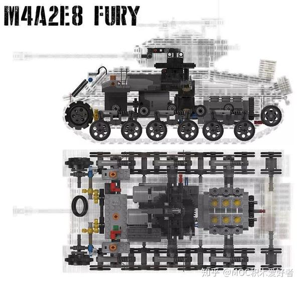 乐高科技制作《狂怒》谢尔曼坦克