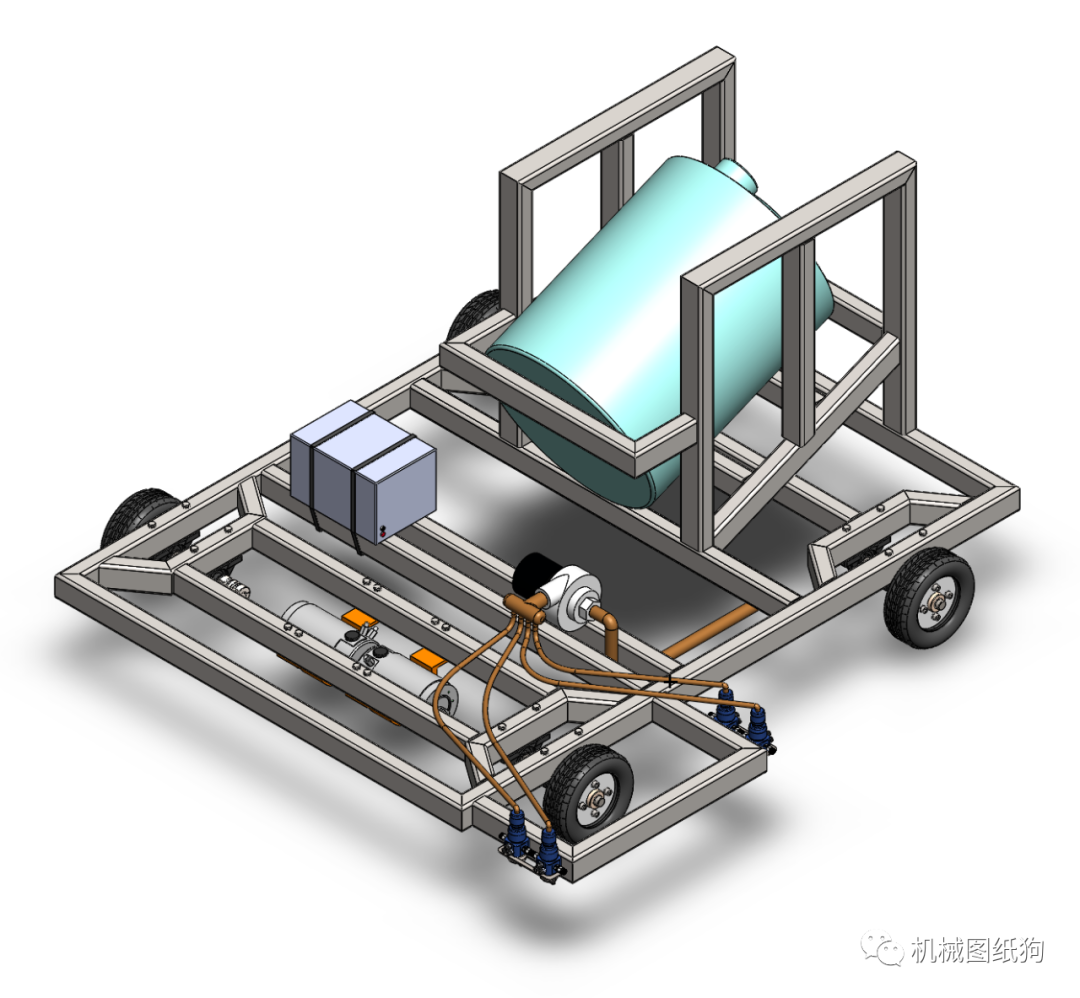 工程机械道路标线机器人小车结构3d图纸solidworks设计