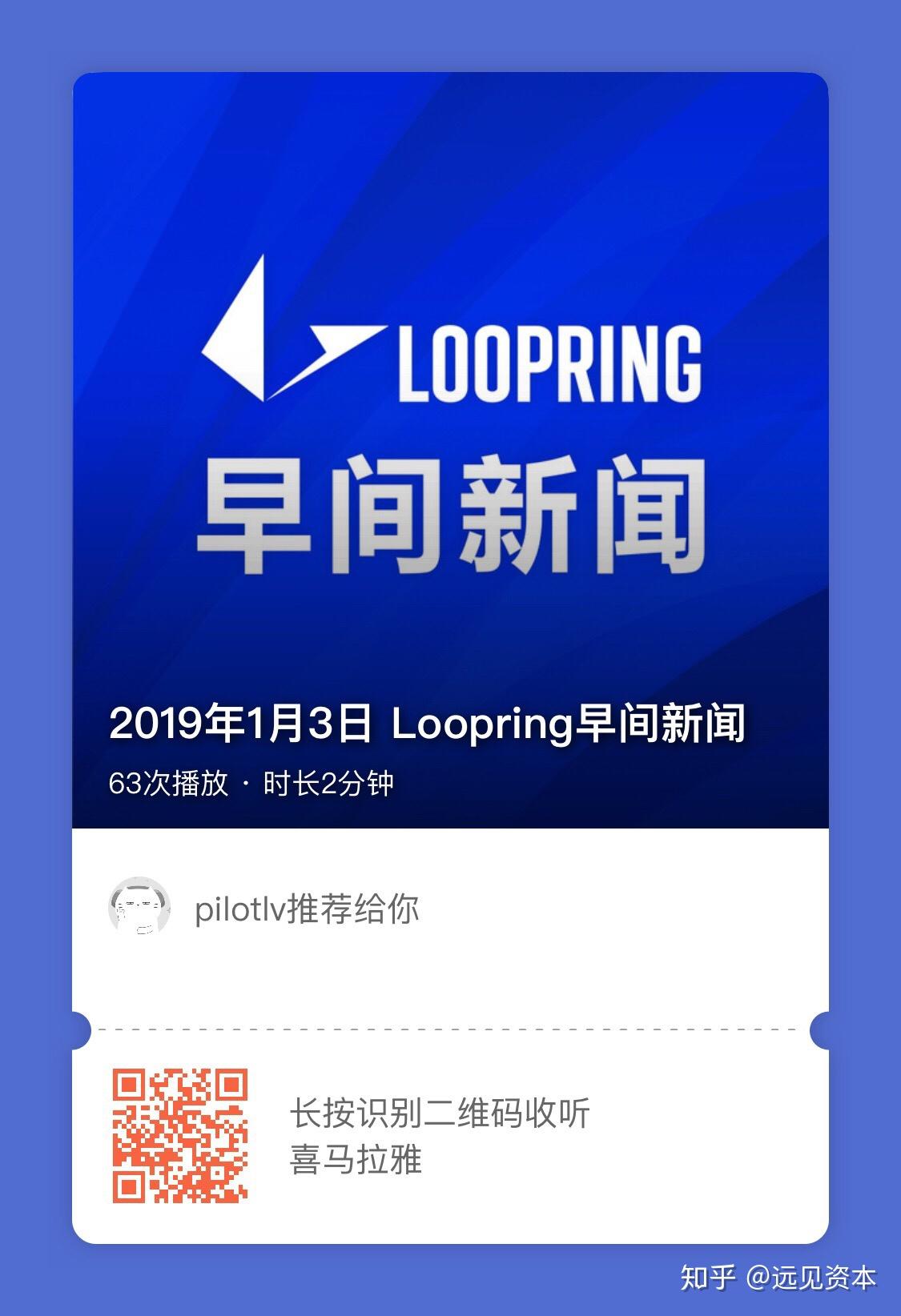 2019年1月3日 星期四 Loopring早间新闻 点击小程序收藏专辑 收听最新行业资讯 Loopring为您报道 知乎