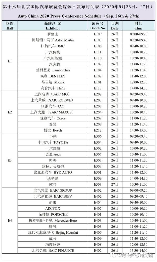 2020北京车展媒体日发布时间表