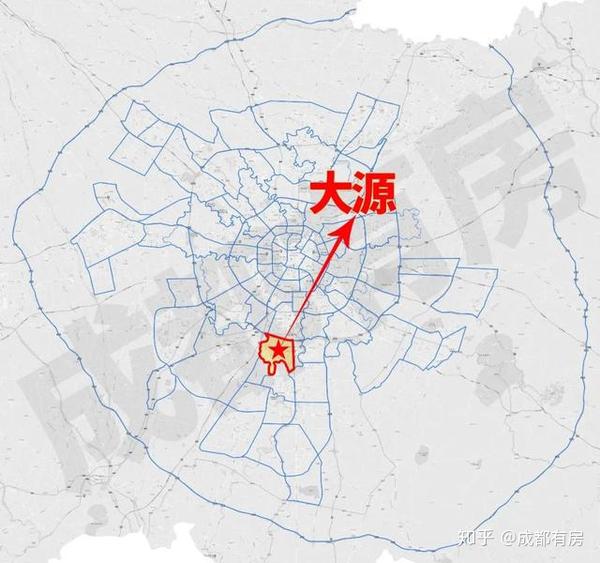 (成都有房区域板块第三类地图) 大源,以前的地名叫做"大源村",位于