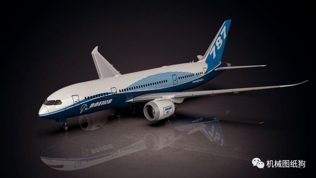 飞行模型波音787客机boeing飞机模型3d图纸solidworks设计