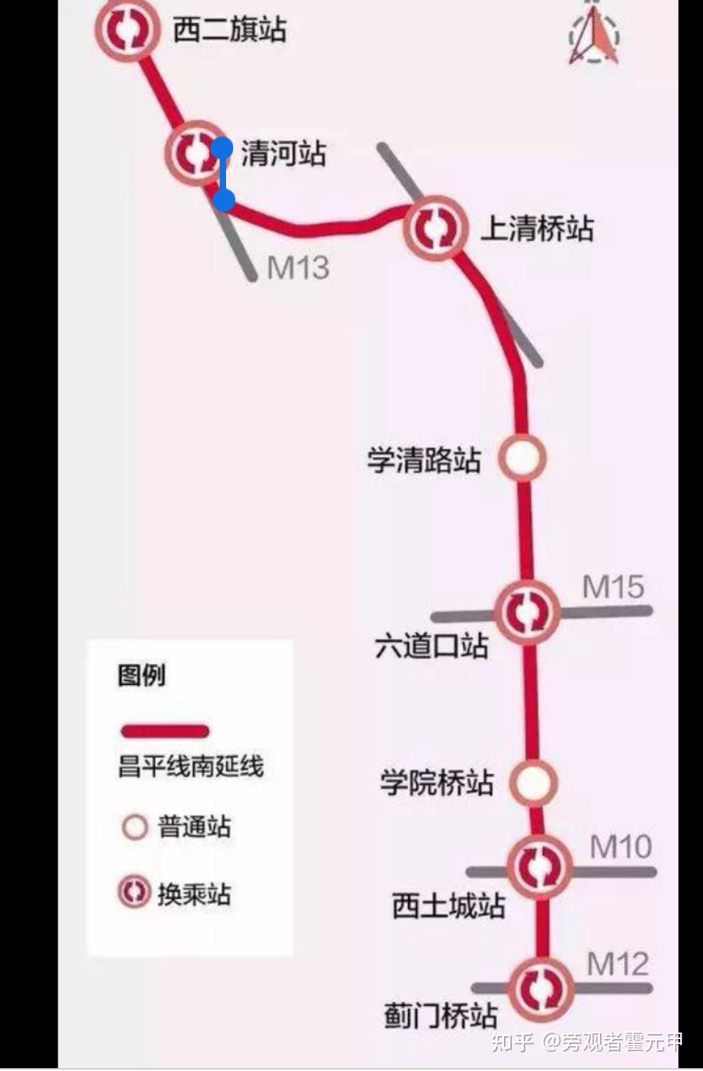 北京地铁19号线线路图(一期工程 二期北段)