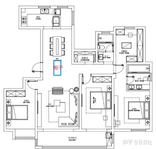 请朋友画了个户型图纠结玄关怎么弄有没有玄关做在门对面的两边都能走