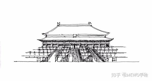 手绘教程|手绘北京故宫太和殿