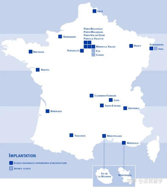 在法国文化部下属的20所国立高等建筑学院,其中巴黎地区6所,外省14所