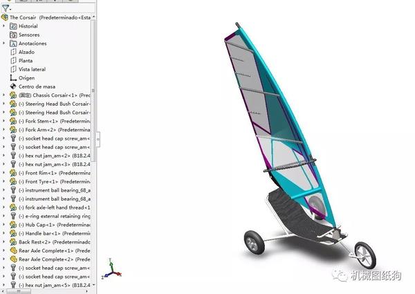 其他车型 陆地风帆车(blokarts)3d模型图纸