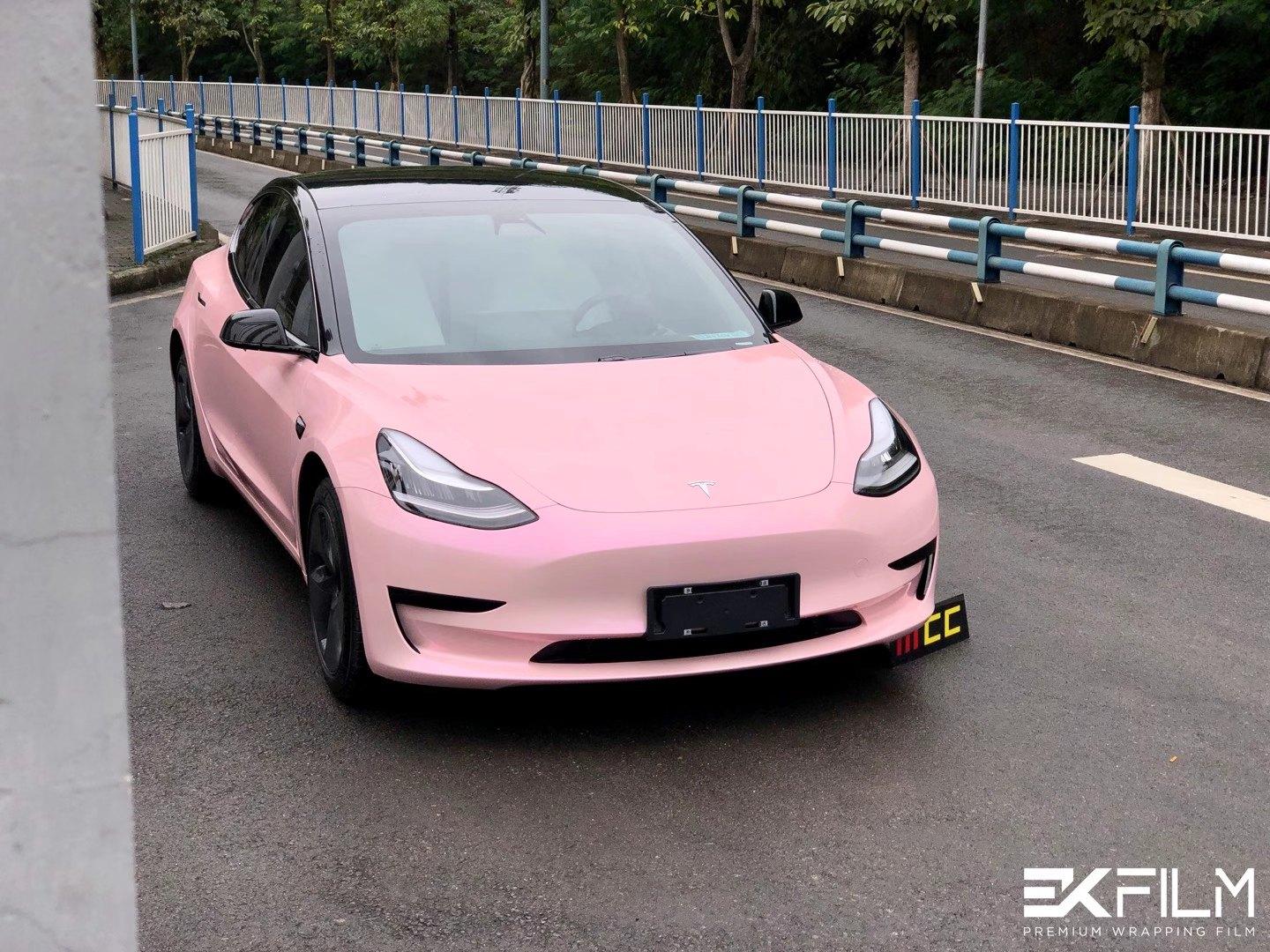 特斯拉model3全车ek梦幻胭脂粉