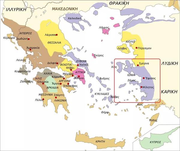 爱奥尼亚同盟所处位置,图源:el.wikipedia.org