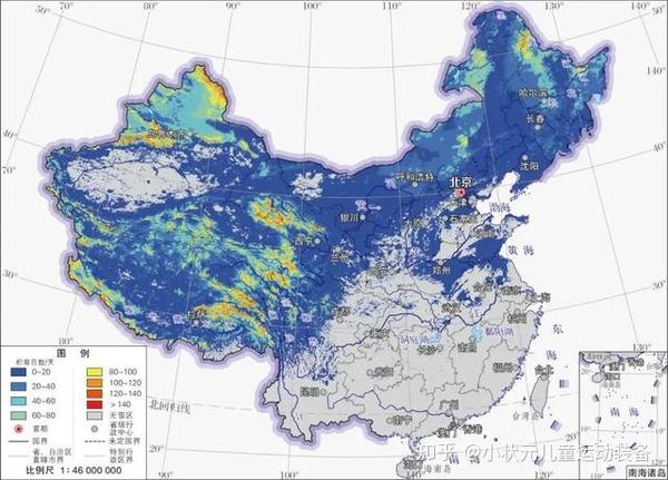 2019年中国积雪日数分布