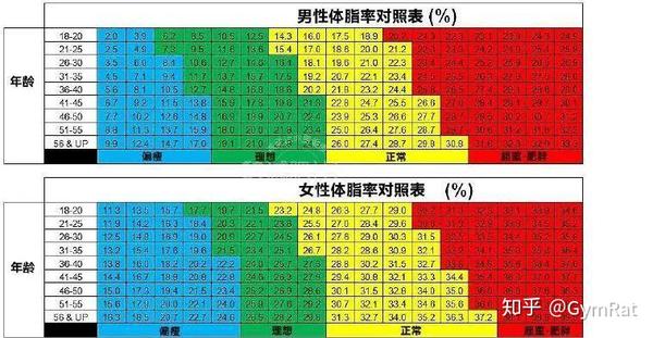 body fat ratio 体脂率是一个比较权威判定肥胖的标准,男性标准与女性