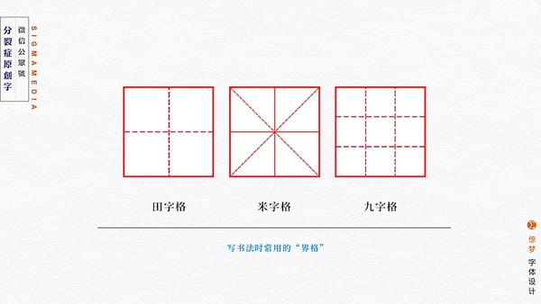 常见的田字格,米字格,回宫格,九宫格等等就是不同的界格.