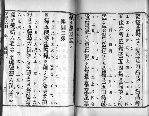 半字谱系指俗字谱,是五,凡,工,尺,上,一,四,六,勾,合等十个字的草写半