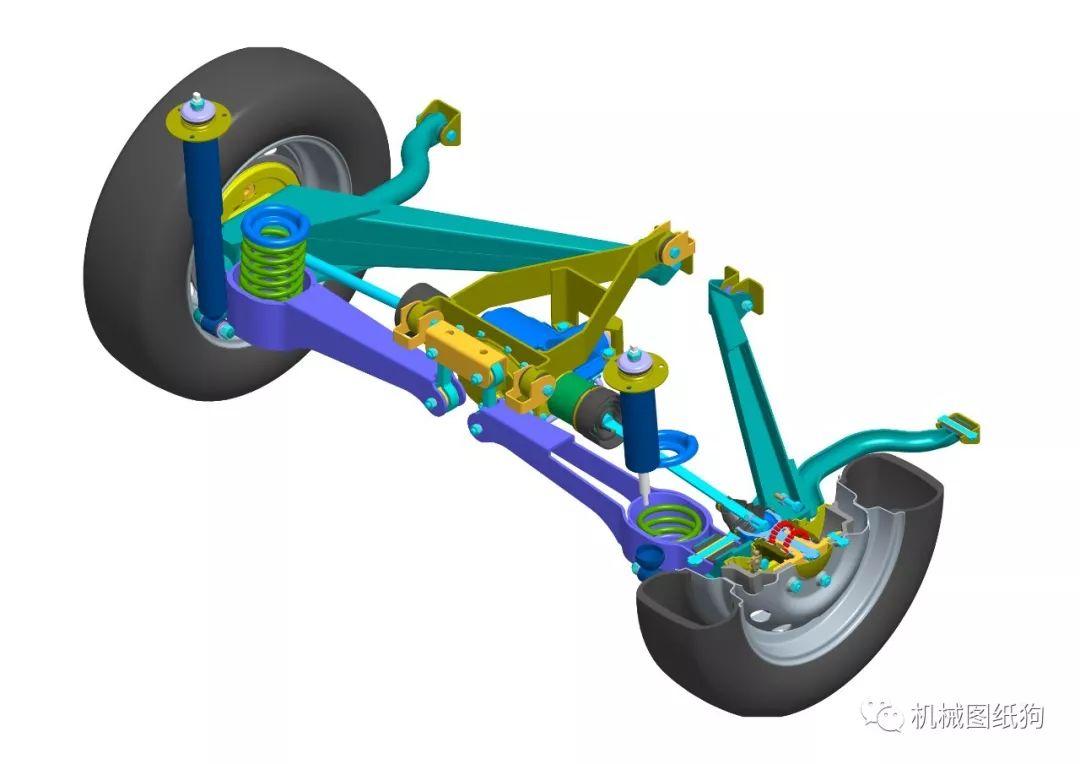 工程机械越野车后悬架3d数模图纸stp格式