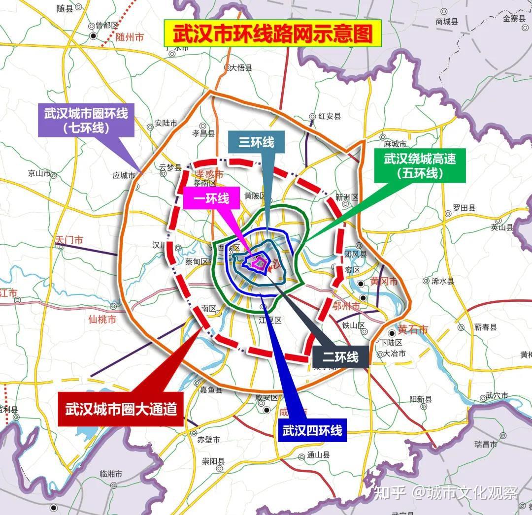 武汉城市圈大通道(武汉六环):规划建设城市圈衔接环线,全长约360公里