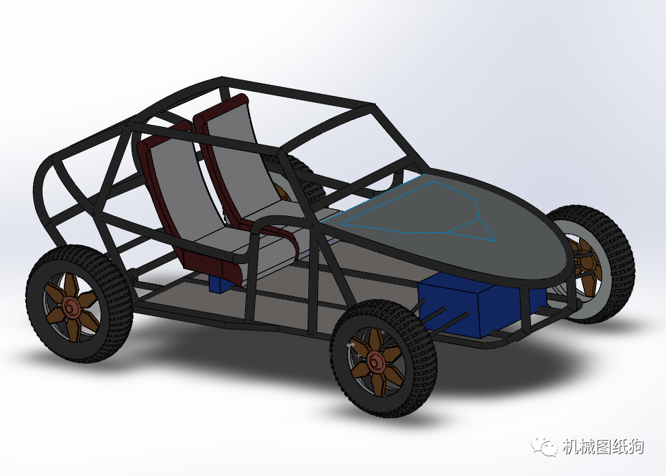 卡丁赛车sambuggy钢管车架模型3d图纸solidworks设计