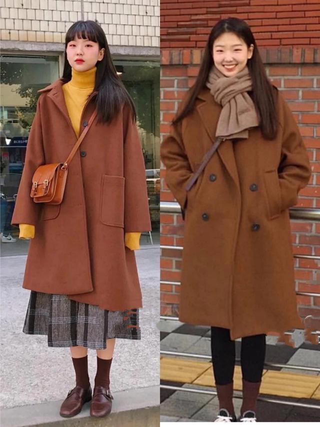 韩国女生冬季大衣穿搭