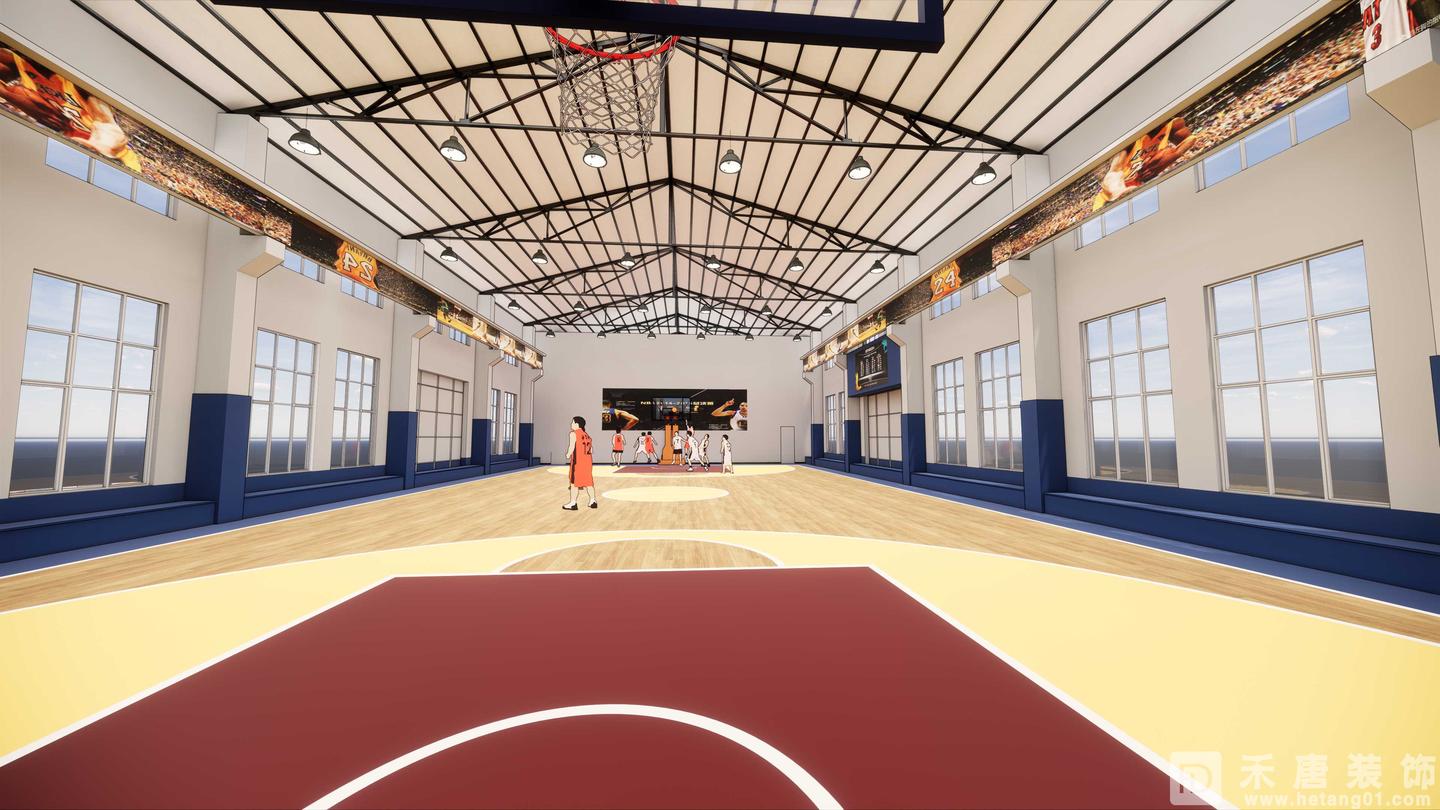 上海室内篮球场馆设计装修篮球馆装修设计效果图方案