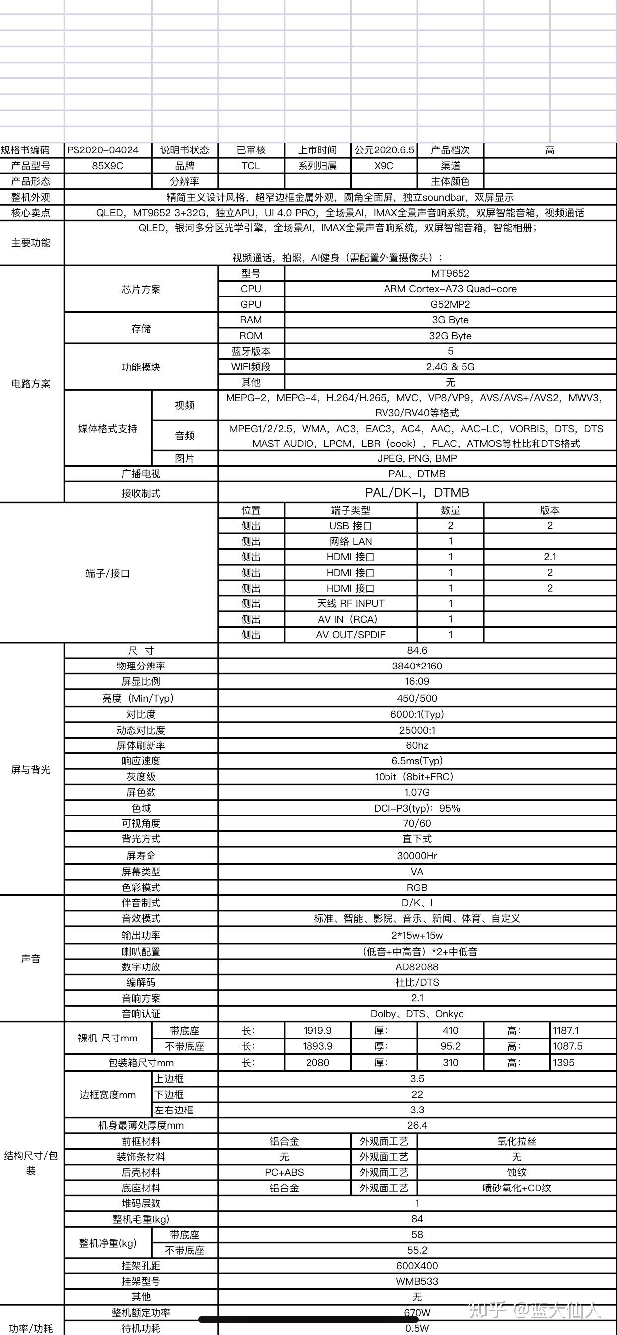 tcl新出的电视85x9c怎么样怎么很少看到评测参数看起来和大法的9000h