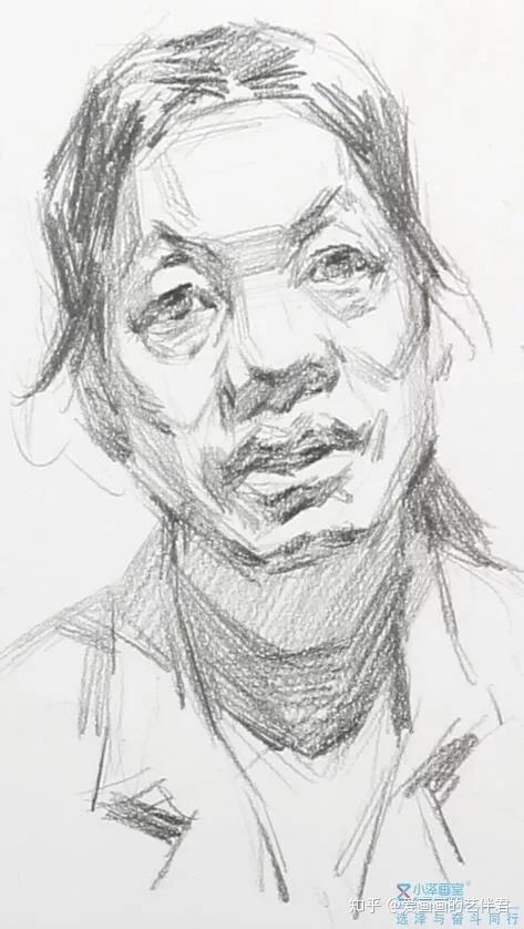 美术联考必备|北京小泽画室:素描头像系列之女老年正面步骤全解析