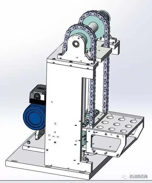 【非标数模】电机链条升降机构3d图纸 solidworks设计