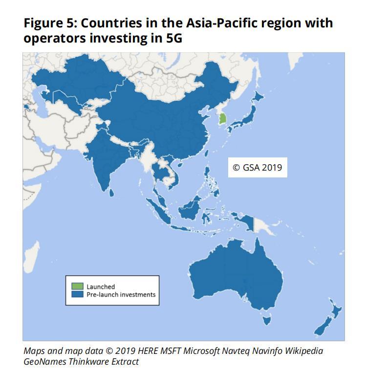 gsa报告:亚太20个国家的52家运营商正在投资5g