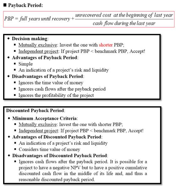 3. payback period & discounted payback period