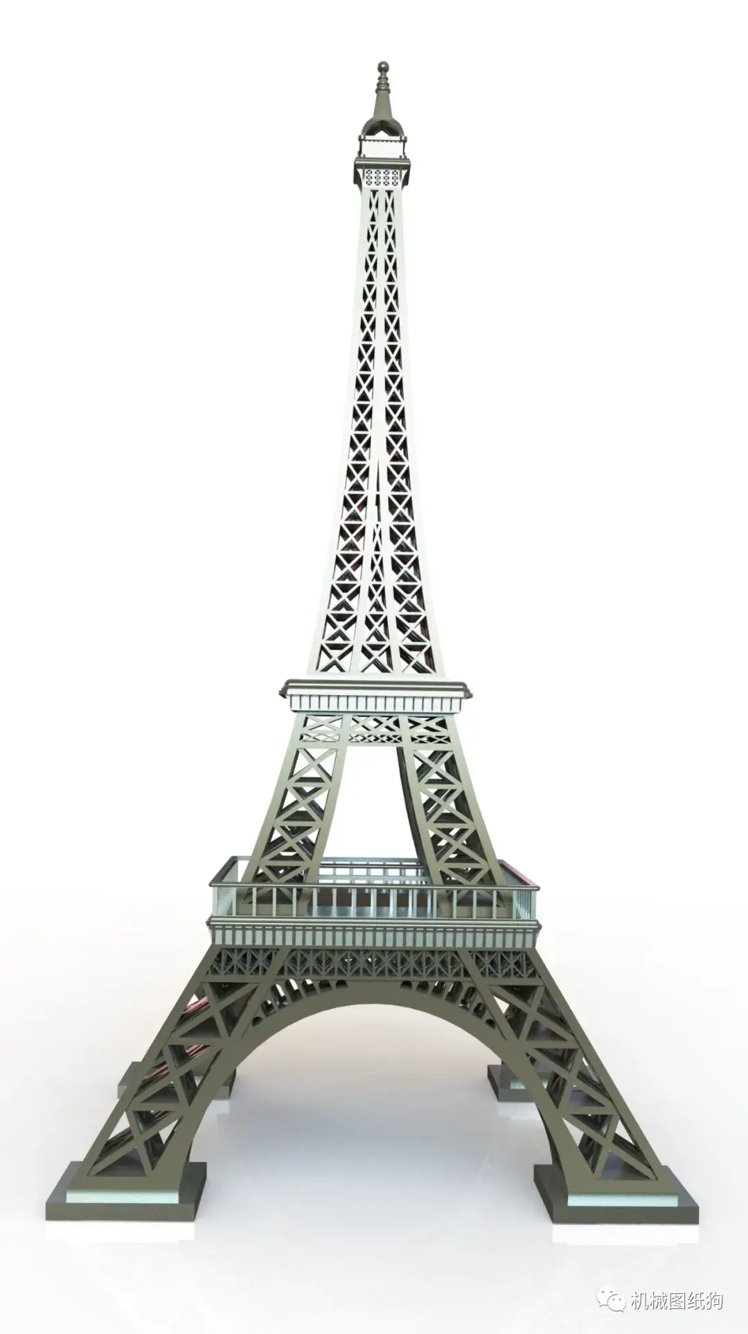 【生活艺术】420mm埃菲尔铁塔模型3d图纸 solidworks设计