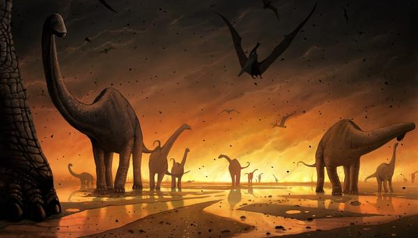 在白垩纪末期,地球上再次发生了大规模的生物灭绝,也就是第五次大