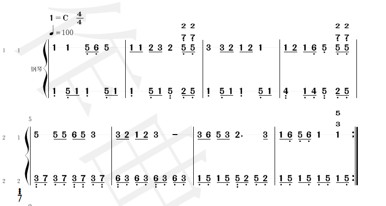 自学钢琴双手简谱天堂真快乐钢琴谱