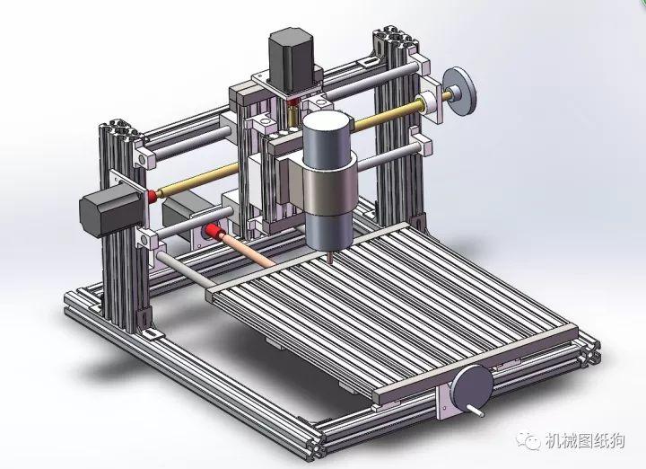 工程机械铝型材装配的雕刻机3d模型图纸solidworks设计