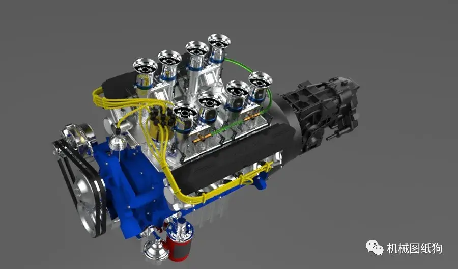 【发动机电机】ford 427福特汽车发动机模型3d图纸 stp格式