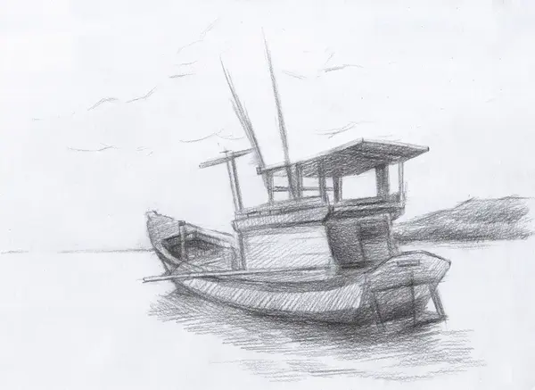 快跟我一起出海捕鱼吧!——教你画一幅素描渔船