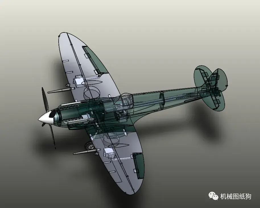 【飞行模型】spitfire mk xvi 喷火式战斗机rc模型3d图纸 solidworks