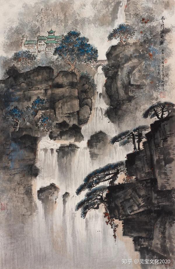 朱葵 庐山三叠泉(捐赠作品) 66cm×45cm 国画 1980年