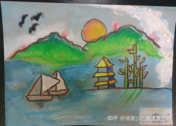 密云果园少儿美术:中国山水画-青绿