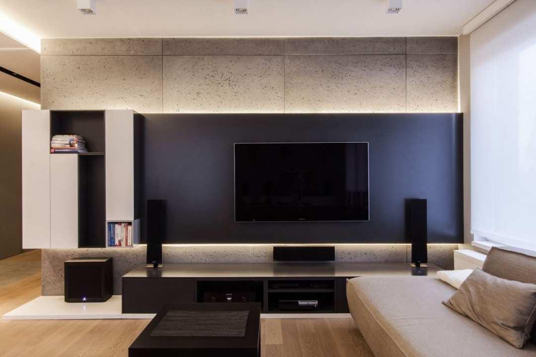 客厅如果没有吊顶,如何把电视背景墙设计的简约一些?