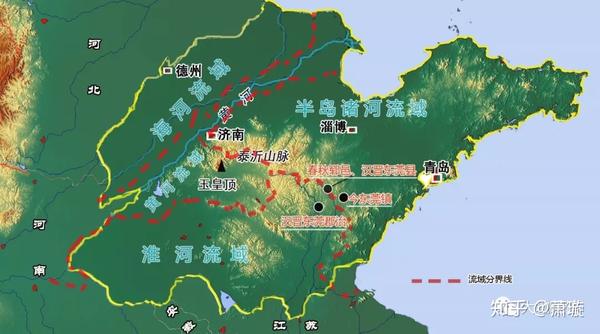 山东流域区界示意图|   制图-公子羽/大地理馆