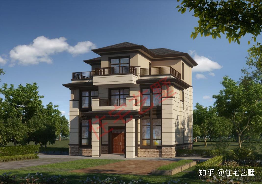 今天给大家分享一款农村自建三层新中式风格别墅设计.