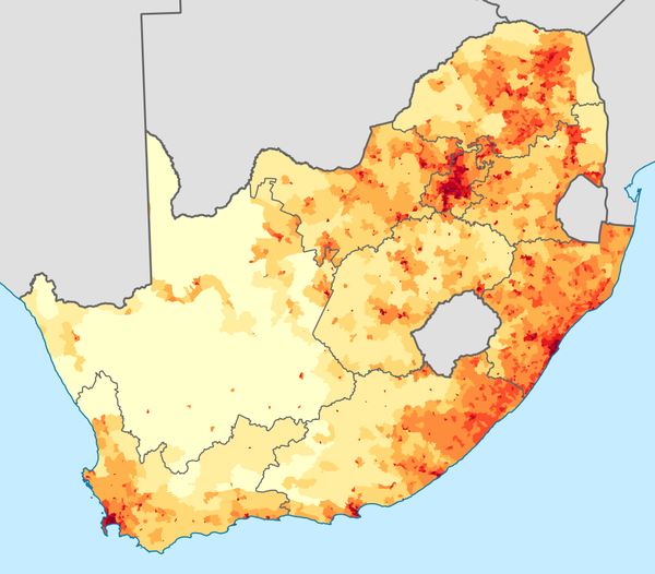南非各州的人口密度,西部和西南部干旱少雨,本来就不是班图人的地盘