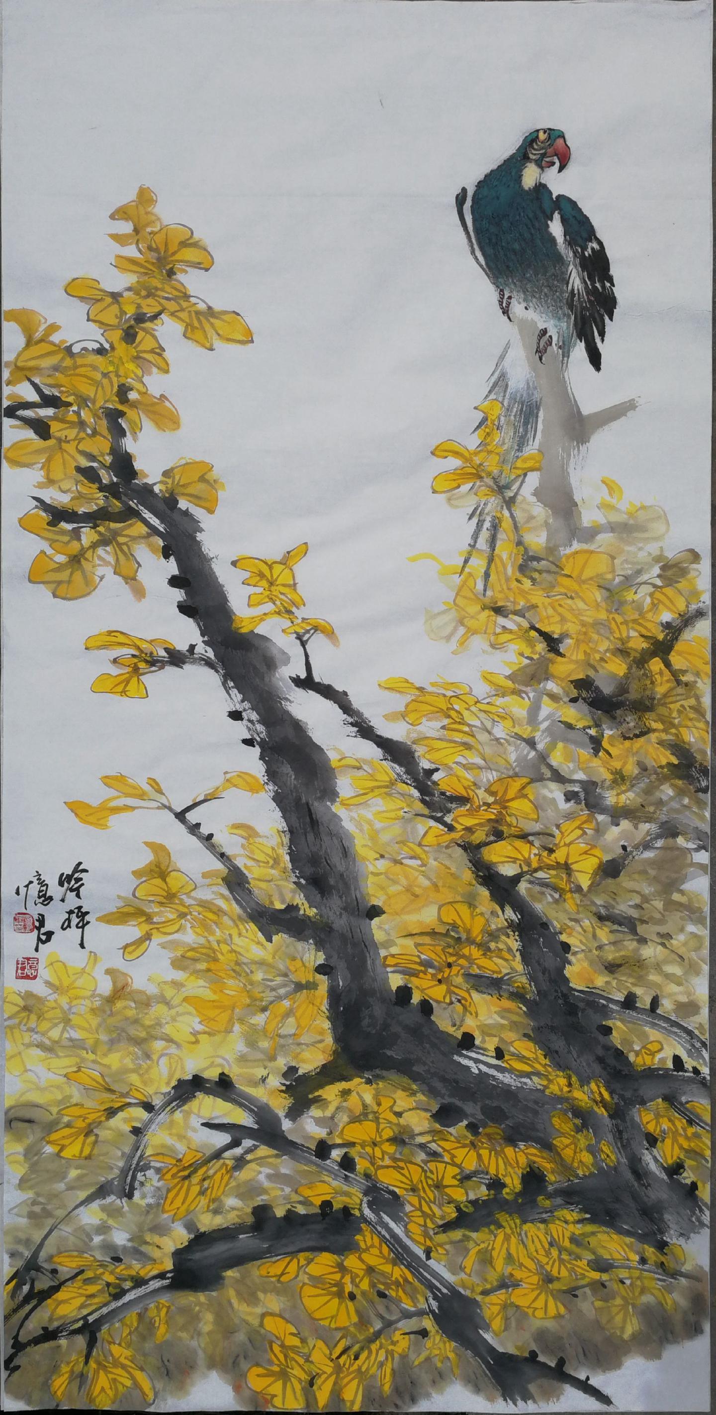 「一日一画」名家名作赏析之画家忆君银杏画第二十二篇