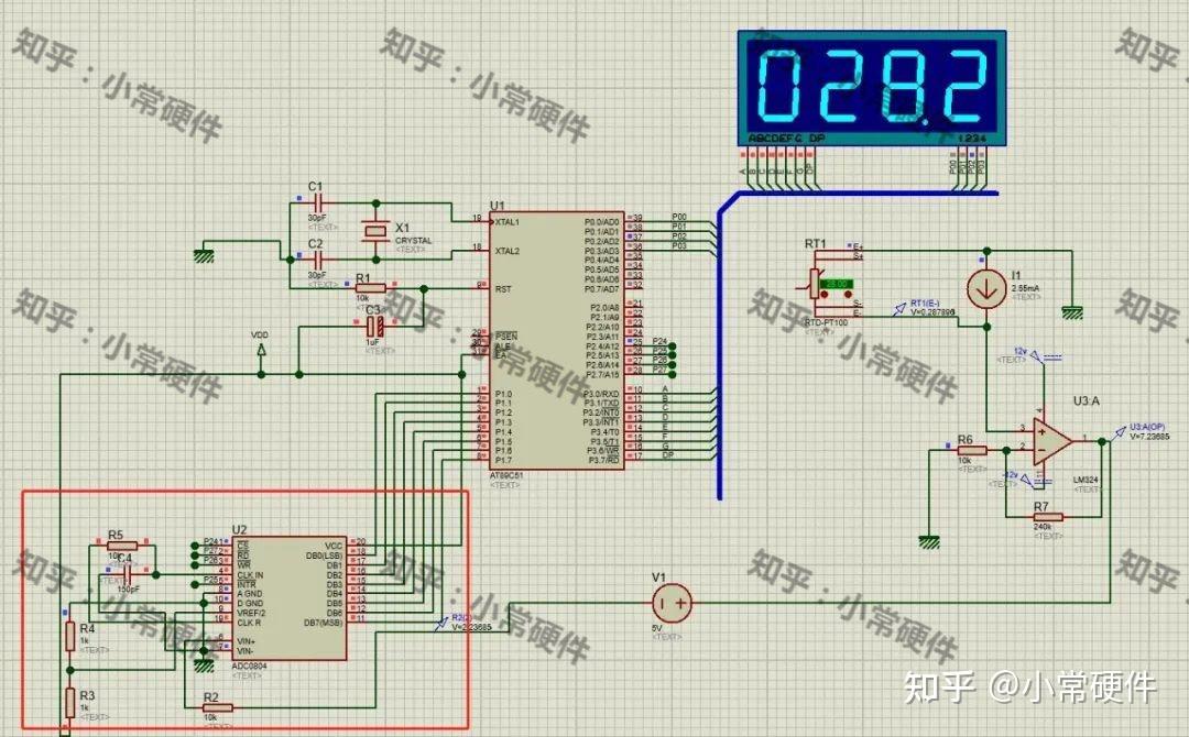 基于51单片机的PT100温度检测系统含Keil程序和Proteus文件 知乎