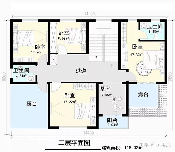 64平方米 结构形式:砖混结构 土建造价:20万元(仅供参考) 平面图 二层